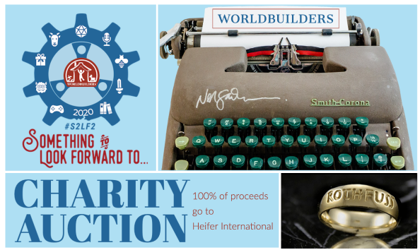 The Worldbuilders Auction has rare items to benefit Heifer International - like a Neal Gaiman signed typewriter.