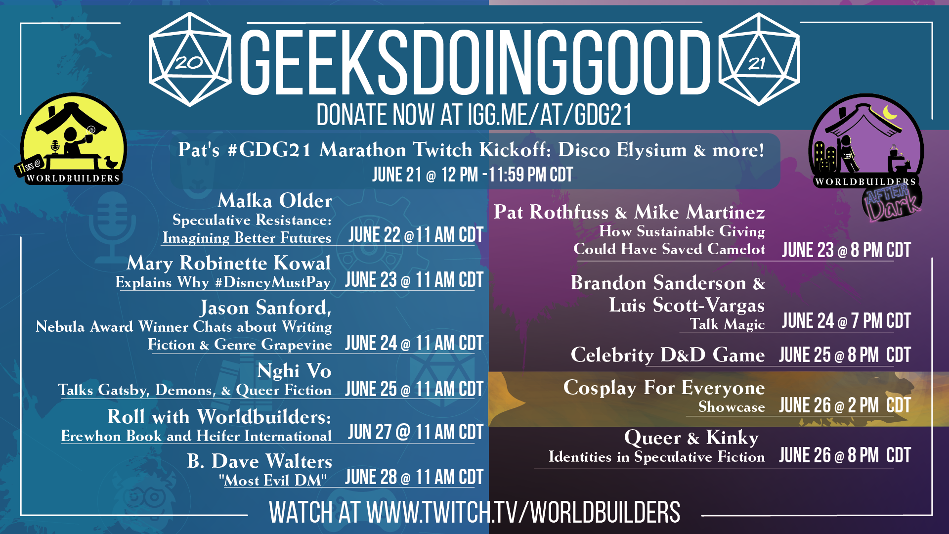 Calendar of events for geeks doing good fundraiser
